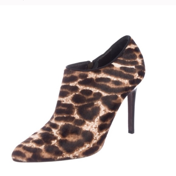 LANVIN Leopard Print Pony Hair Ankle Booties - Picture 3 of 15
